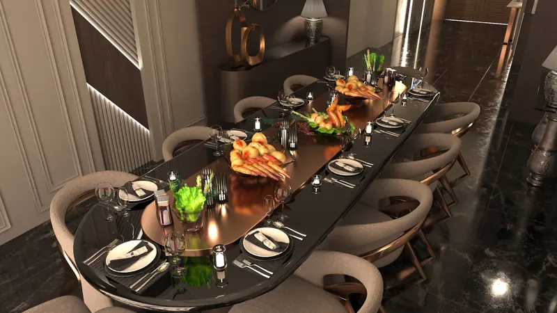 Vantage Konutları projesi, yemek odası ve salon — görsel 30