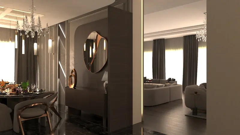Vantage Konutları projesi, yemek odası ve salon — görsel 33